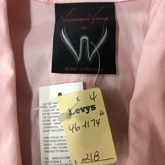 Veronique Young tie-waist formal blouse Pink Bling Detail Size 4 NWT - Picture 5 of 8